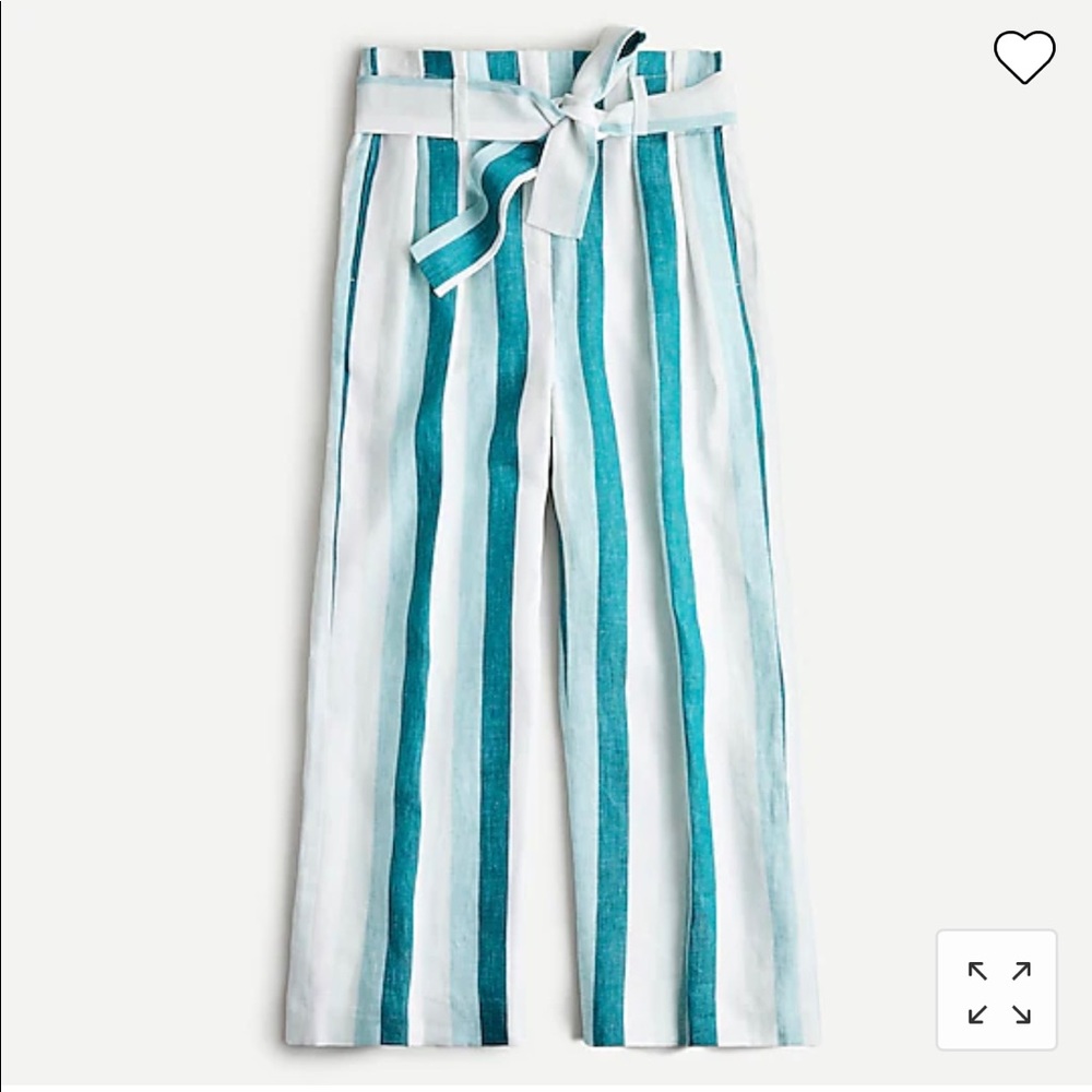 Paper-bag linen stripe pant in cabana stripe